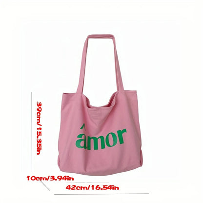 Pink Large Capacity Canvas Tote Bag
