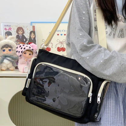 Trendy Transparent Crossbody Bag Girls Large Capacity Shoulder Bags Fashionable School Style Texture