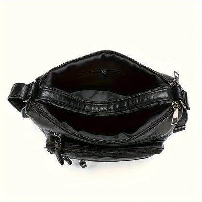 Vintage Faux Leather Messenger Bag for Women – Water-Resistant