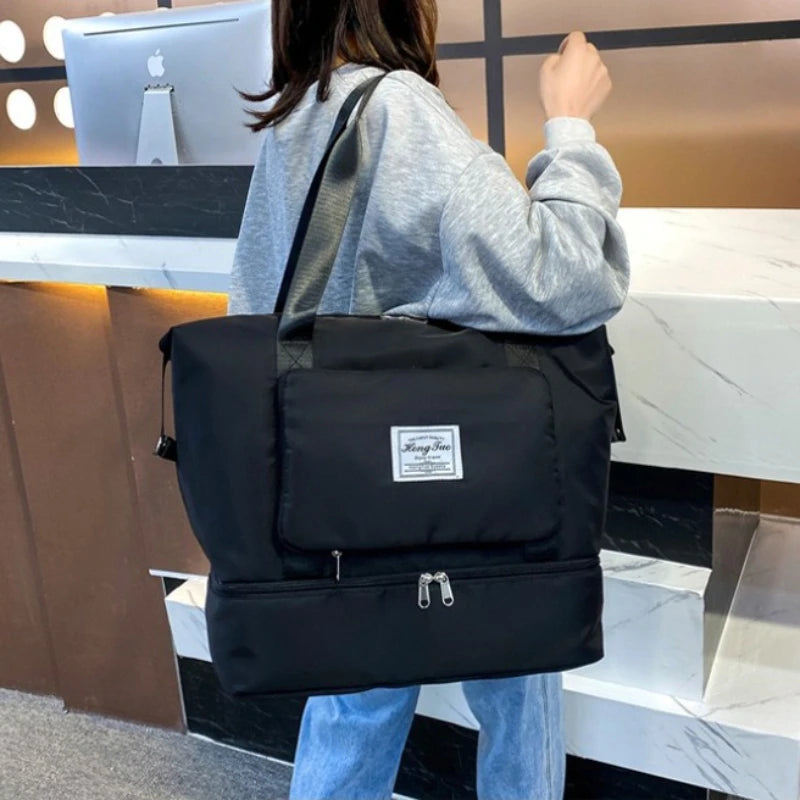 Waterproof Gym Tote Bag for Women – Shoe Compartment & Multi-Pocket