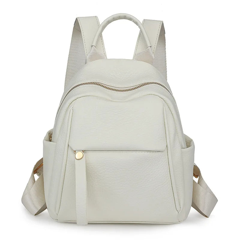 Litchi Pattern Leather Backpack Compact Casual Rucksack Top Handle Adjustable Straps Ideal Work
