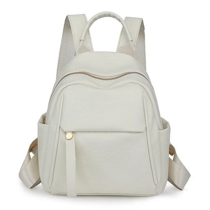 Litchi Pattern Leather Backpack Compact Casual Rucksack Top Handle Adjustable Straps Ideal Work