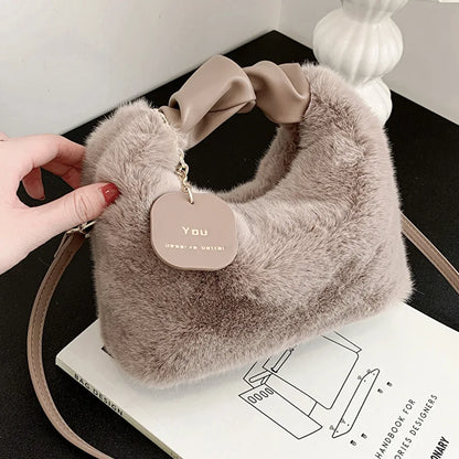 Plush Faux Fur Crossbody Bag – Women's Stylish Shoulder Handbag