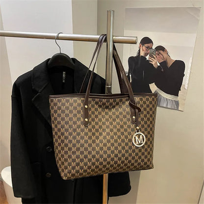 Large Capacity Commuting Tote Bags Fashionable Printed Pu Leather Handbag Women College Students
