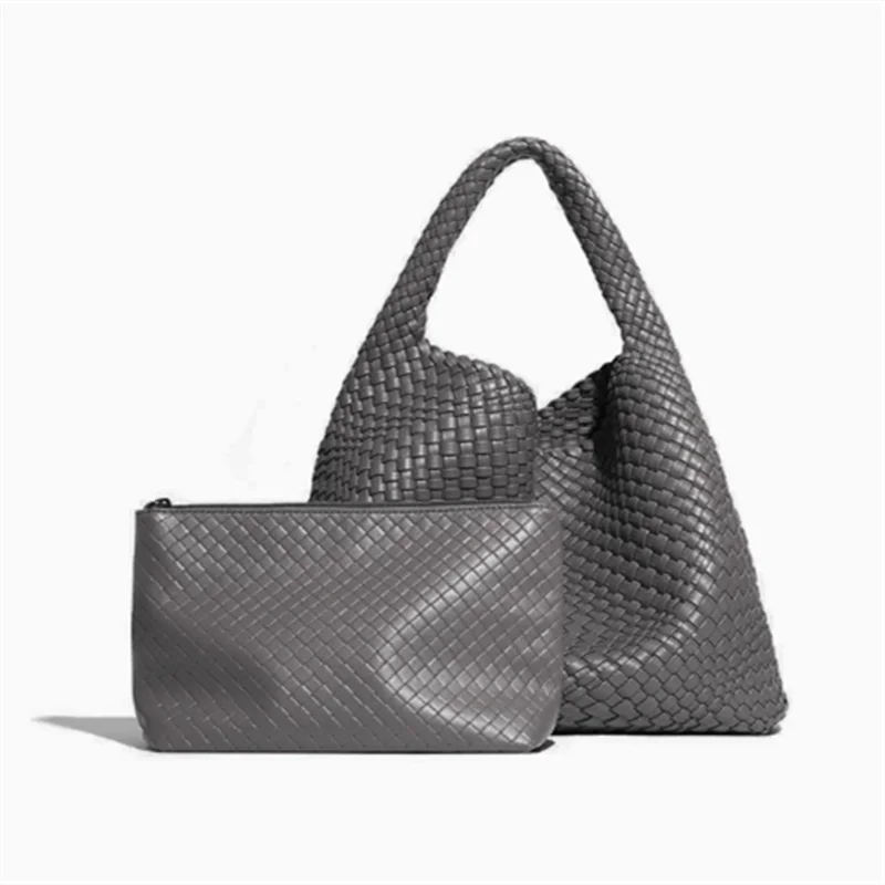 Chic Large Capacity Weave Tote Bag Soft Leather Intrecciato Handbag Shoulder Bags Women S Work