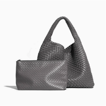 Chic Large Capacity Weave Tote Bag Soft Leather Intrecciato Handbag Shoulder Bags Women S Work