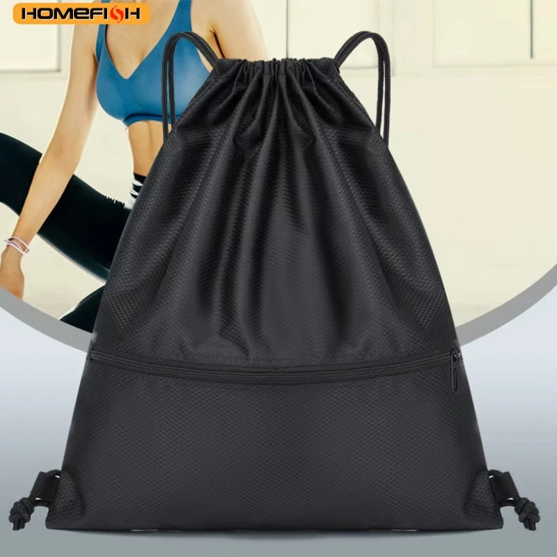 Homefish Lightweight Drawstring Backpack Men Women Sports Fitness Outdoor Leisure Zipper Bag