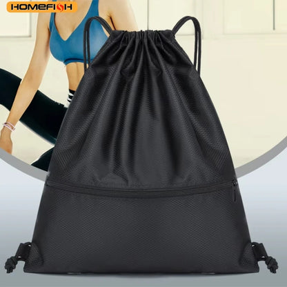 Homefish Lightweight Drawstring Backpack Men Women Sports Fitness Outdoor Leisure Zipper Bag