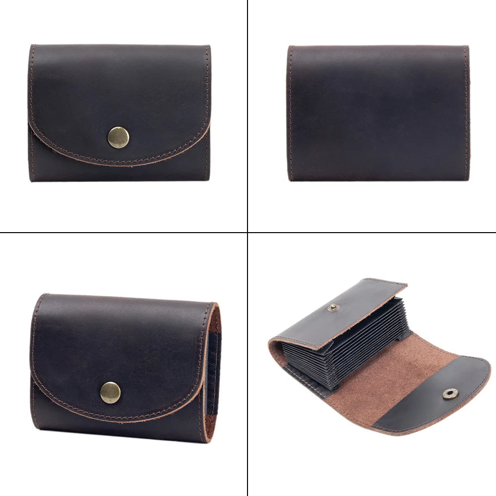 Genuine Leather Large Capacity 12-Slot Organ Card Case