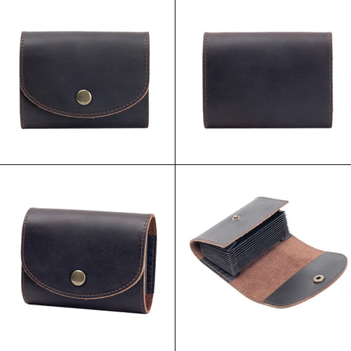 Genuine Leather Large Capacity 12-Slot Organ Card Case