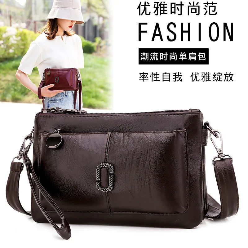 Simple Large-Capacity Shoulder Bag Women S Versatile Soft Leather Small Square Bag - Soft