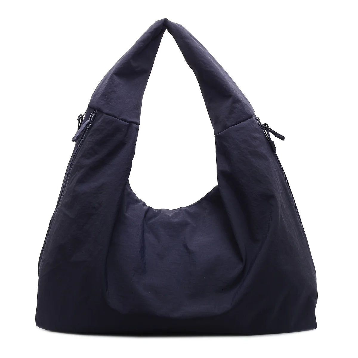Nylon Tote Bag with Multiple Zipper Pockets – Solid Color Everyday Carry
