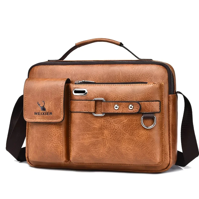 Men's Leather Crossbody Shoulder Bag – Business Casual