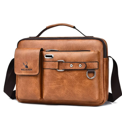 Men's Leather Crossbody Shoulder Bag – Business Casual