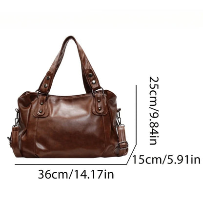 Large Capacity Retro Leather Shoulder Bag for Women