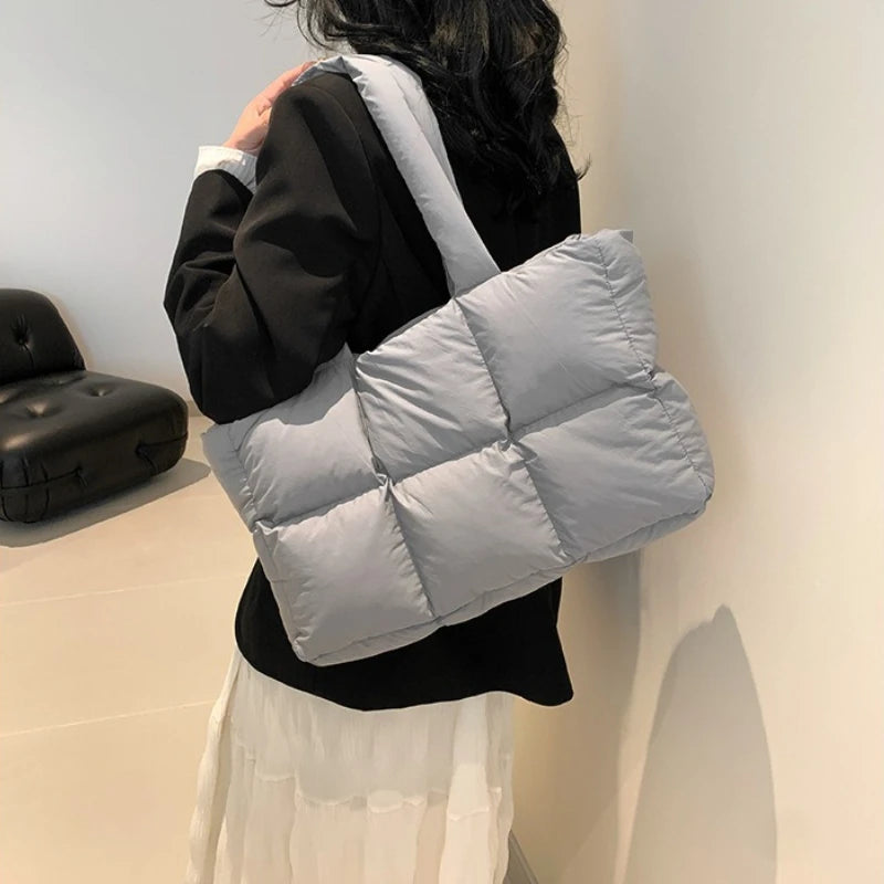 Quilted Puffer Tote Bag for Women – Large Capacity Shoulder Bag