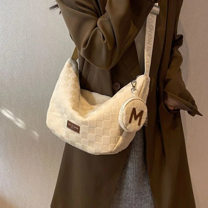 Korean Version White Cotton Messenger Bag Newwomen S Large Capacity Tote