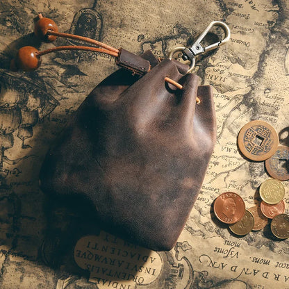 Handmade Leather Coin Purse Cowhide Simple Rope Ladies Key Bag Crazy Horse Fanny Pack Men S Small