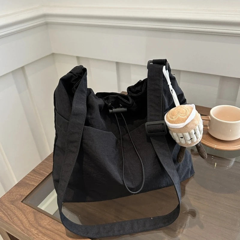 Drawstring Canvas Bucket Bag – Lightweight Women's Shoulder Bag