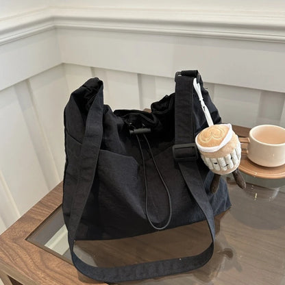 Drawstring Canvas Bucket Bag – Lightweight Women's Shoulder Bag