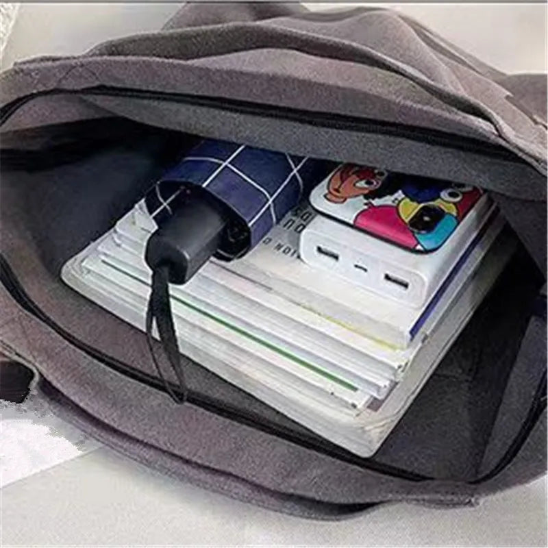 Canvas Hobo Shoulder Bag with Wide Strap – Casual Tote Handbag