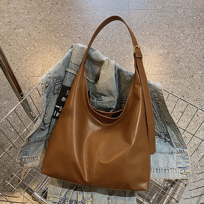Vintage Hobo Shoulder Bag – Soft Leather Tote for Women