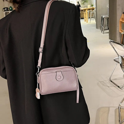 Head Layer Cowhine Leather Women Buckle Shoulder Crossbody Bag Large Capacity