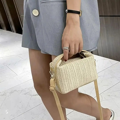 Homefish Summer Small Straw Handbag Trendy Shoulder Bag Woven Bucket Crossbody Casual Seaside Beach