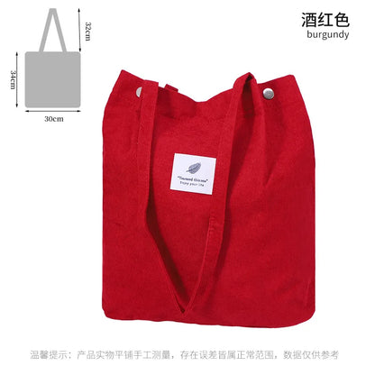 Corduroy Canvas Tote Bag – Minimalist Shoulder Bag for Women