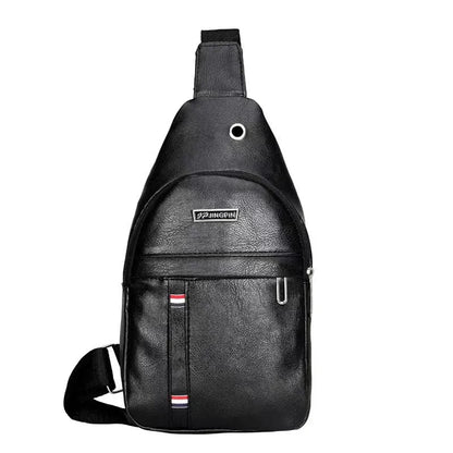 Men's PU Leather Sling Bag – Retro Crossbody Chest Bag