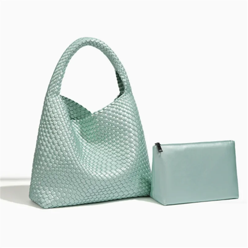 Chic Large Capacity Weave Tote Bag Soft Leather Intrecciato Handbag Shoulder Bags Women S Work