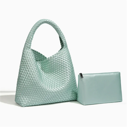 Chic Large Capacity Weave Tote Bag Soft Leather Intrecciato Handbag Shoulder Bags Women S Work