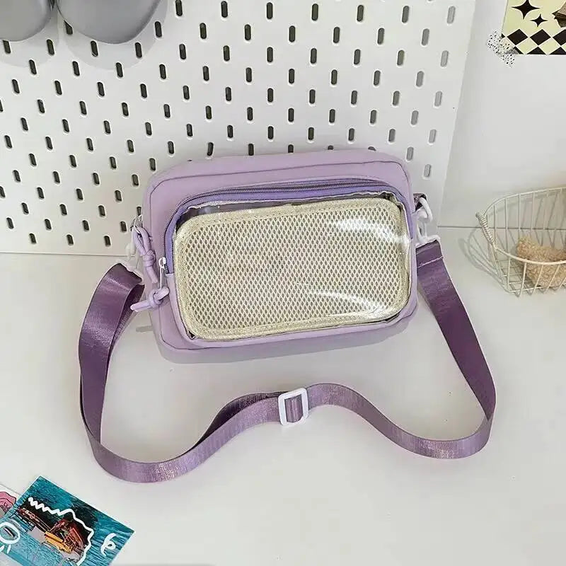Mini Ita Crossbody Bag – Transparent Pocket Small Shoulder Bag for Badge Display