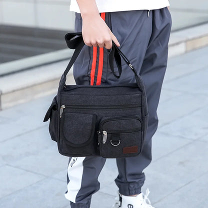 Men S Canvas Cross - Body Outdoor Travel Wear Resistant Tool Storage Large Capacity Site Work