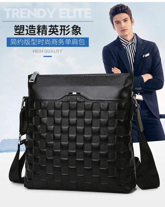 Head Layer Cowhine Men S Vertical Business Large Capacity Gentleman Waterproof Wear-Resistant One