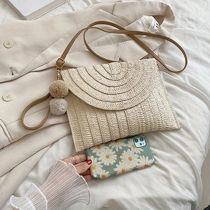 Straw Crossbody Bag for Women – Boho Woven Shoulder Bag