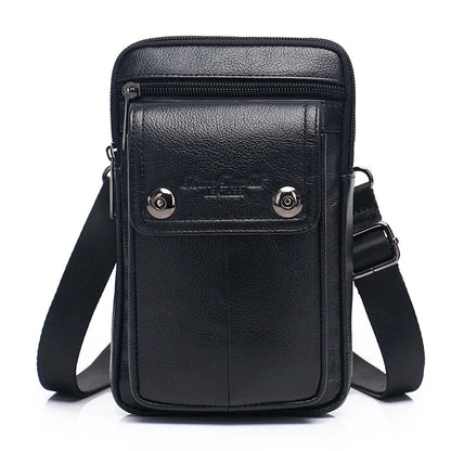 Men S Mobile Phone Waist Bag Leather Multifunctional 7 Cross-Body Shoulder Retro Wear Belt