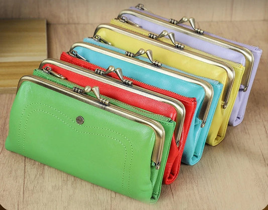 Iron Hinge Women S Wallet Rfid Anti-Theft Brush Multi-Functional Large-Capacity Genuine Leather