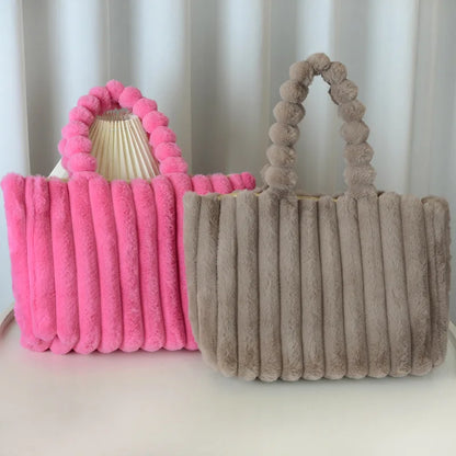Faux Fur Tote Bag – Soft Plush Women's Handbag