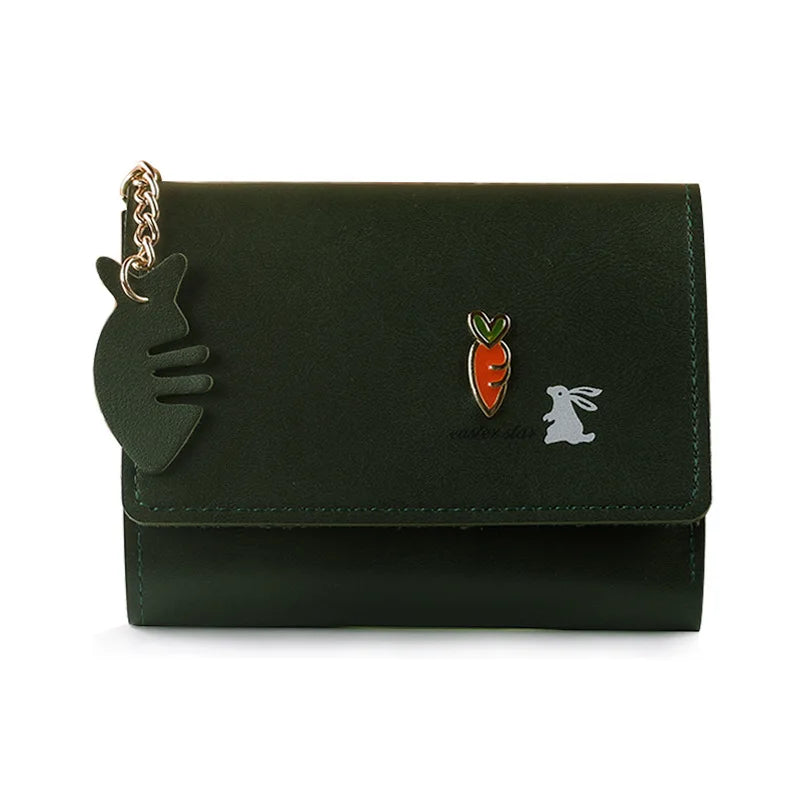Cute Bunny Girl Three Fold Short Wallet Simple Student Small Kawaii