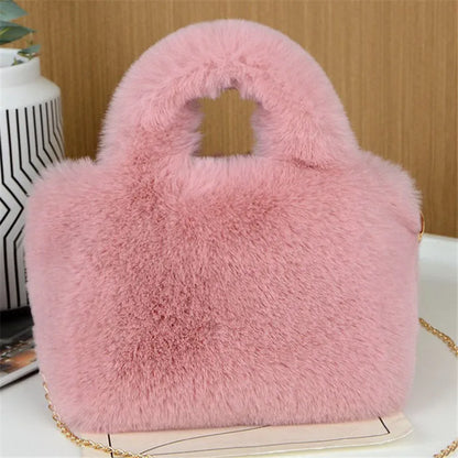 Cute Big-Eyed Dog Plush Tote Bag – Women's Fuzzy Handbag