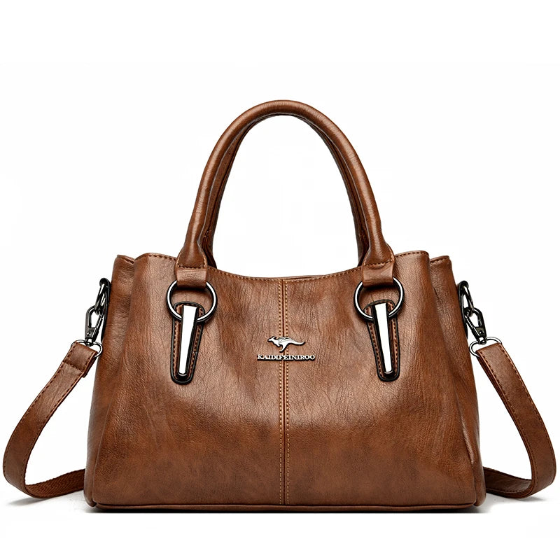 Genuine Leather Women's Handbag – Shoulder & Crossbody Tote