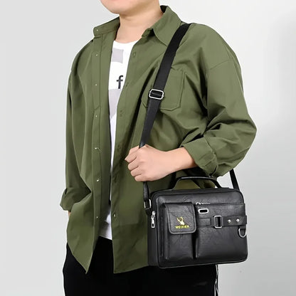 Men's Leather Crossbody Shoulder Bag – Business Casual