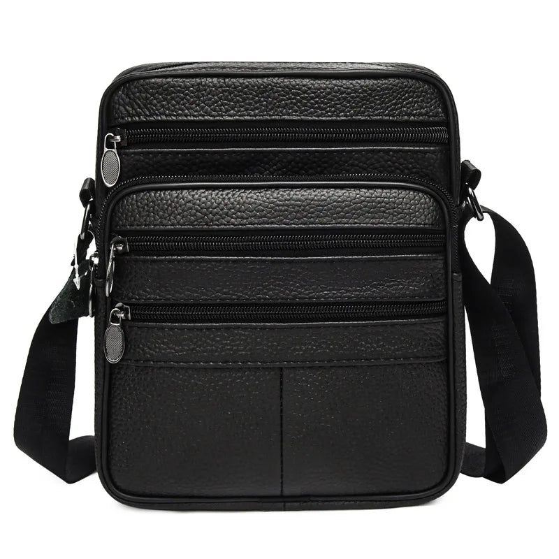 Real Leather Men S Cross-Body Bag Casual All Shoulder Cowhide Backpack Large Capacity Mobile Phone