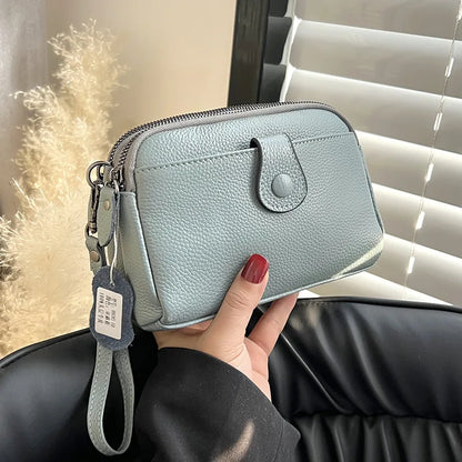 Head Layer Cowhine Leather Women Buckle Shoulder Crossbody Bag Large Capacity