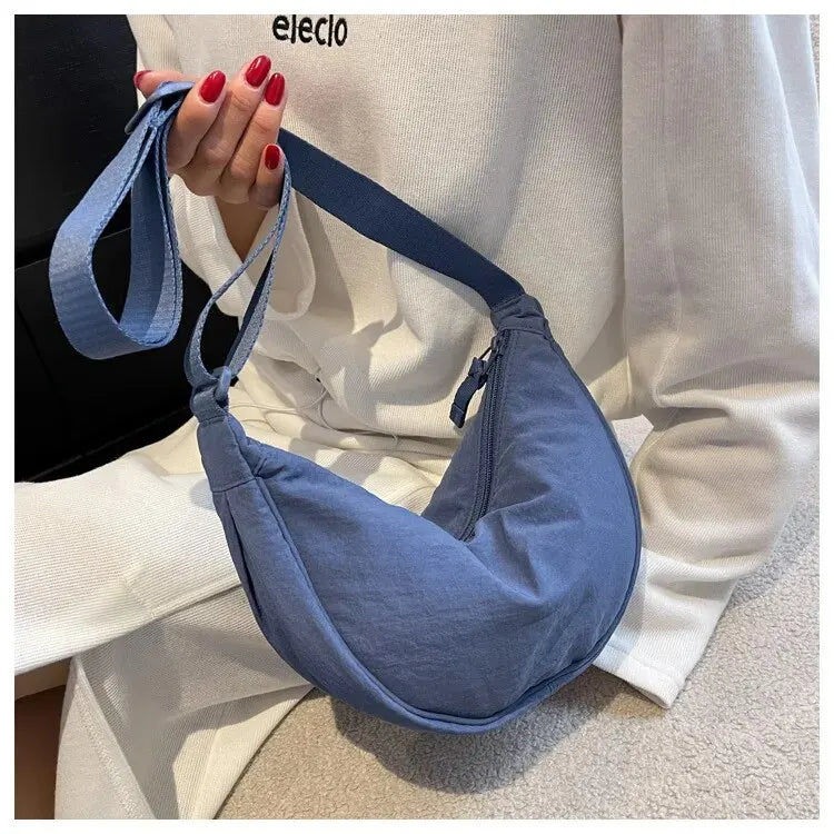 Simple Casual Solid Color Nylon Large Capacity Women S Dumpling Bag Shoulder Travel Commuting