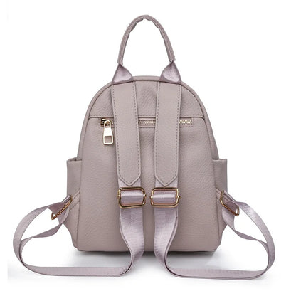 Litchi Pattern Leather Backpack Compact Casual Rucksack Top Handle Adjustable Straps Ideal Work