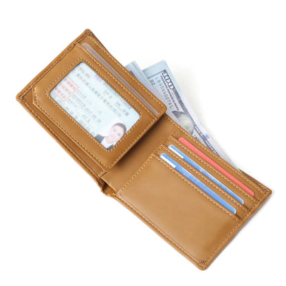 Left Right Loose-Leaf Pu Yellow Brown Men S Wallet Multi-Clip Short Money Clip Laser Engraving