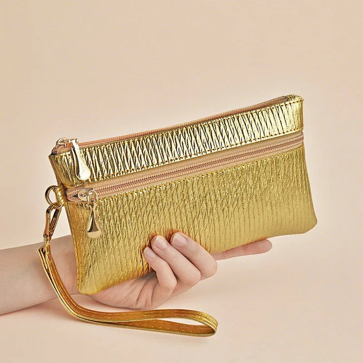 Women Zipper Bag Zero Purse Hand Rope Versatile Mobile Phone Storage Square Large Capacity