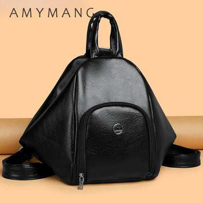 3-in-1 Convertible Leather Backpack – Anti-Theft Women's Daypack